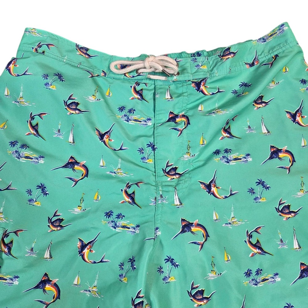 Polo Ralph Lauren Men's Swordfish Allover Print Swim Trunks Green XL Shorts